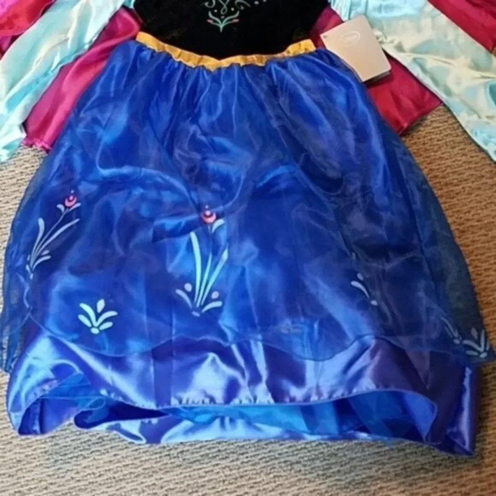 Disney Frozen Princess Anna Dress Cape Costume Girls Kids Youth Size 5/6